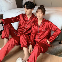 Solid Color Silk Satin Pajama Set