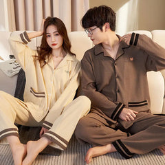 V-Neck Cardigan Cotton Pajama Set