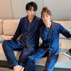 Solid Color Silk Satin Pajama Set
