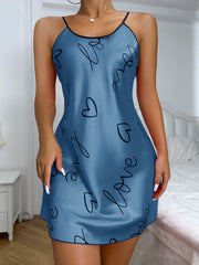 Heart Print Criss Cross Back Nightdress