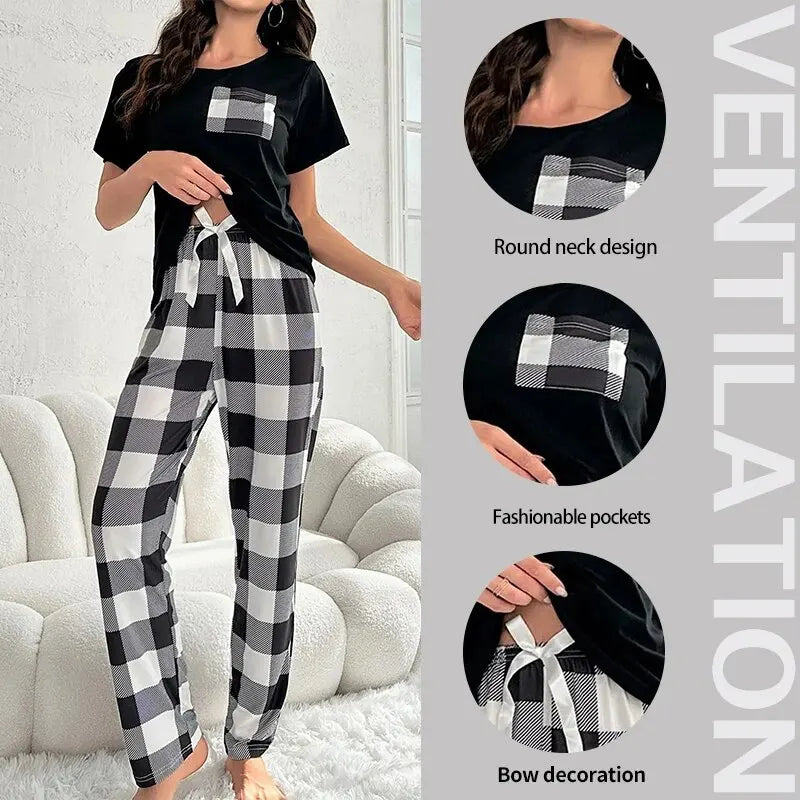 Printed Checkered Pajama Set