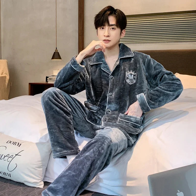 Men's Winter Flannel Pajama Set