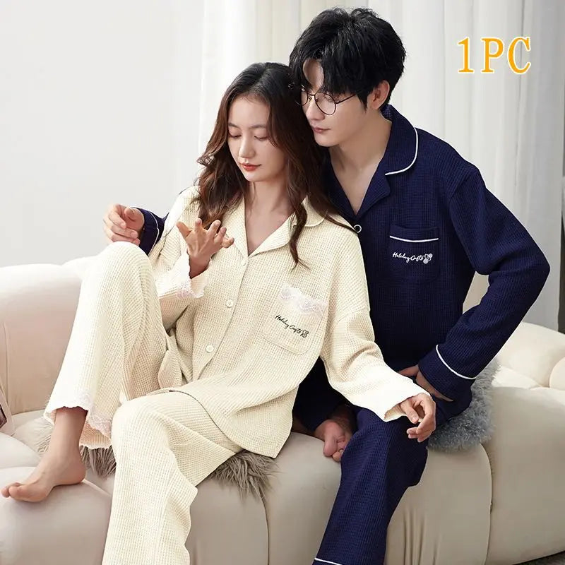 V-Neck Cardigan Cotton Pajama Set