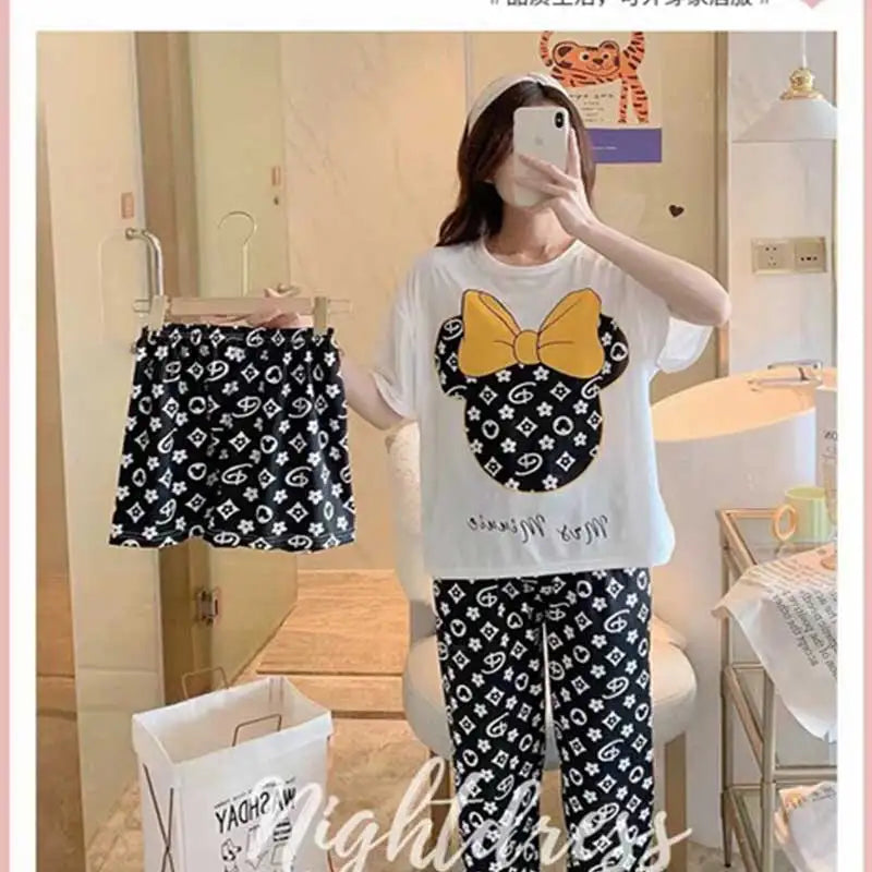 Women's Three-Piece Print Pajama Set