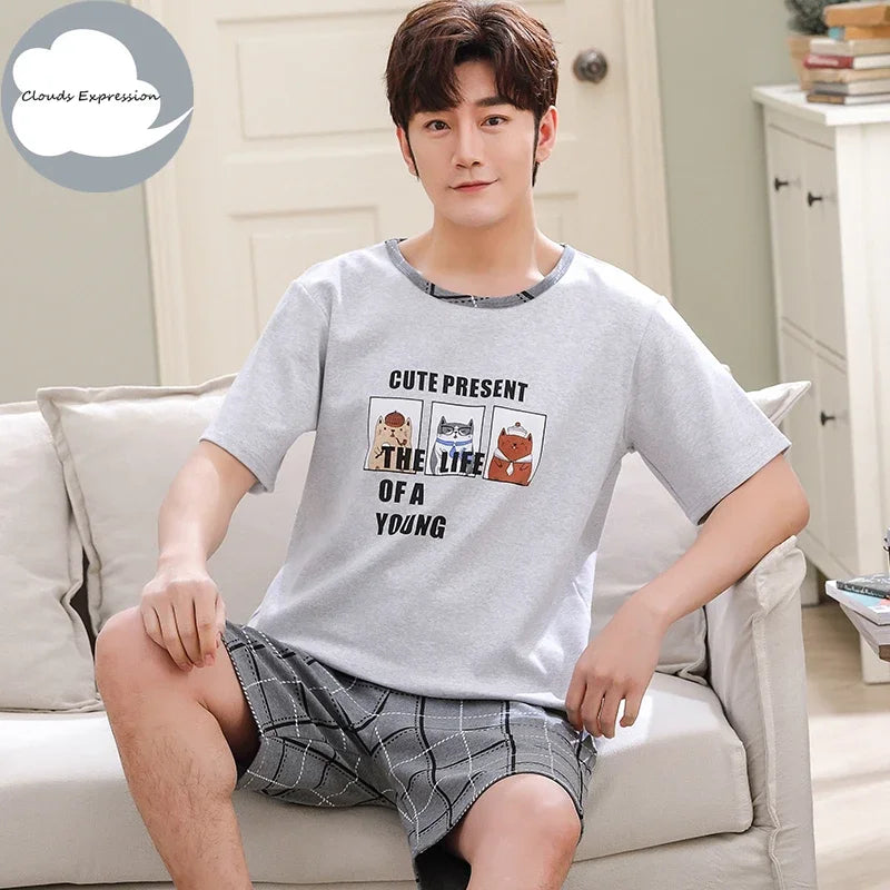 Men's Summer Knitted Cotton Pajama Set