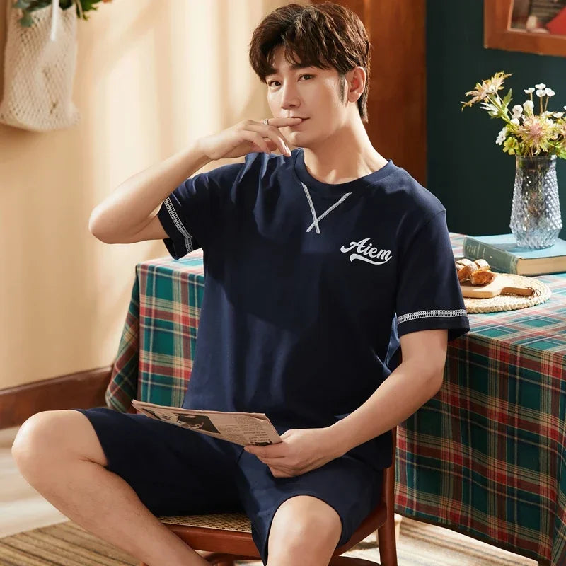 Men's Summer Knitted Cotton Pajama Set