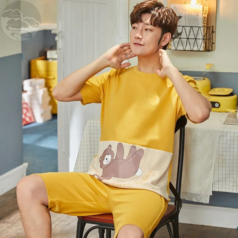 Men's Summer Knitted Cotton Pajama Set