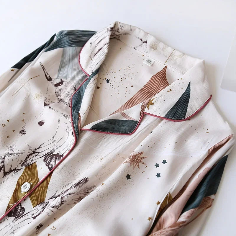 Women's Viscose Long-Sleeved Pajama Suit