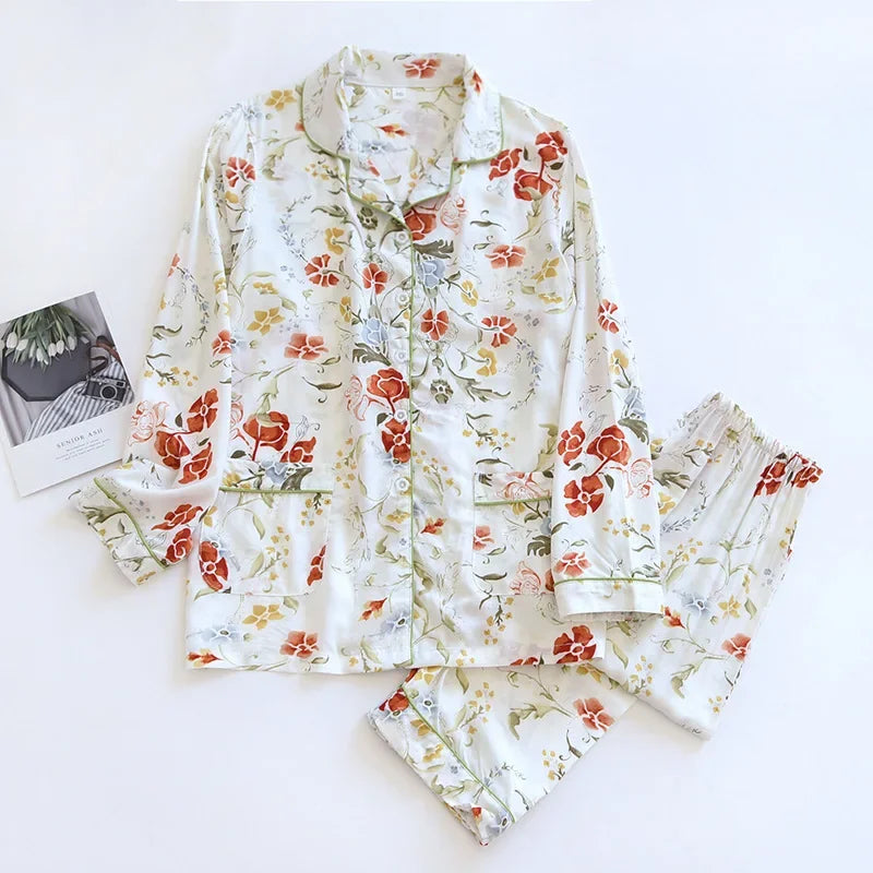 Women's Viscose Long-Sleeved Pajama Suit