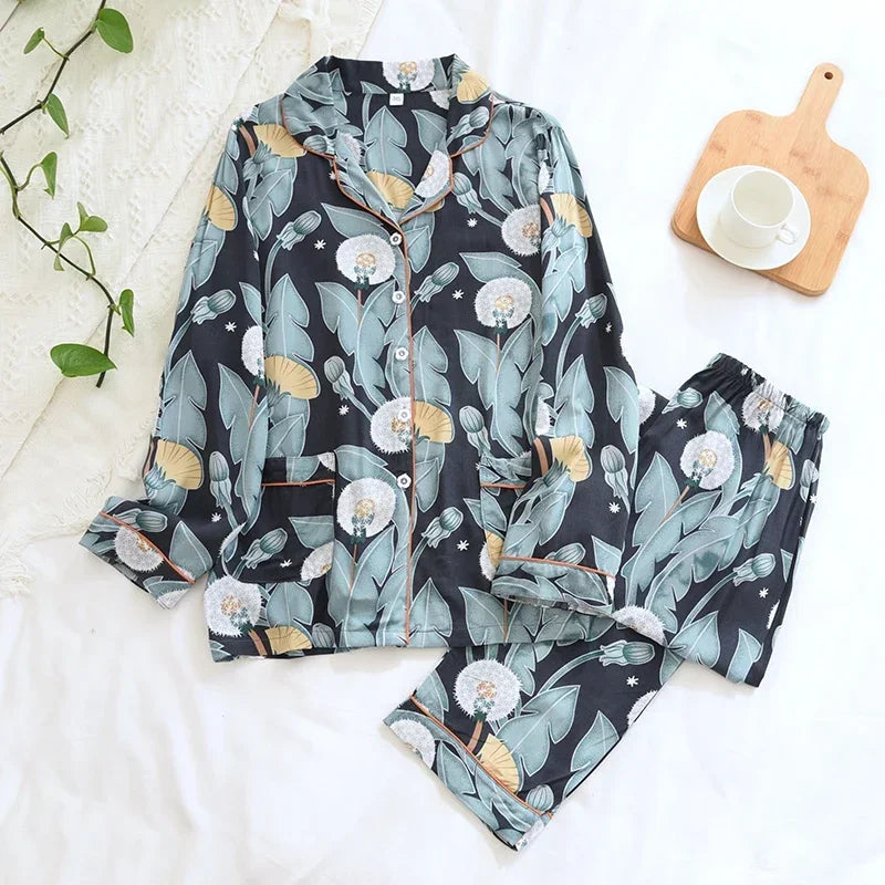 Women's Viscose Long-Sleeved Pajama Suit