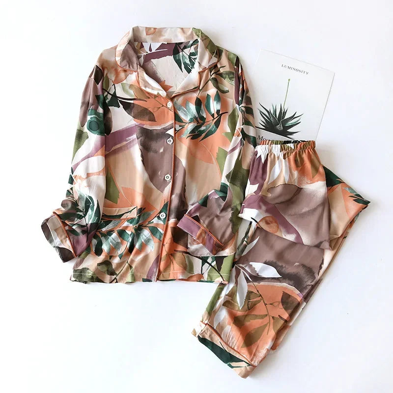 Women's Viscose Long-Sleeved Pajama Suit
