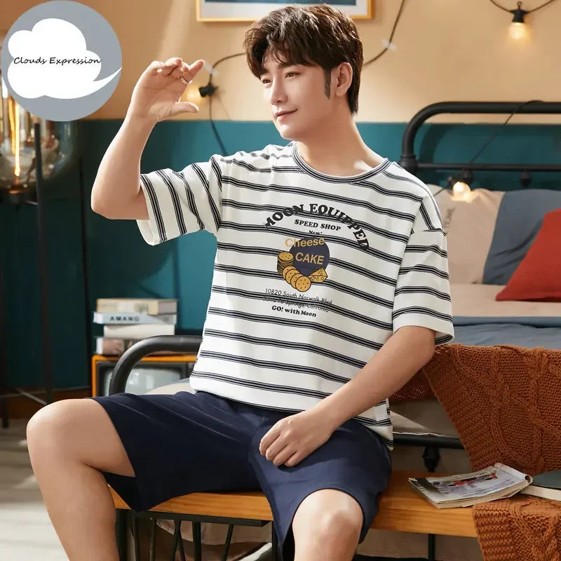 Men's Summer Knitted Cotton Pajama Set