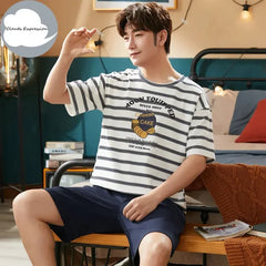 Men's Summer Knitted Cotton Pajama Set