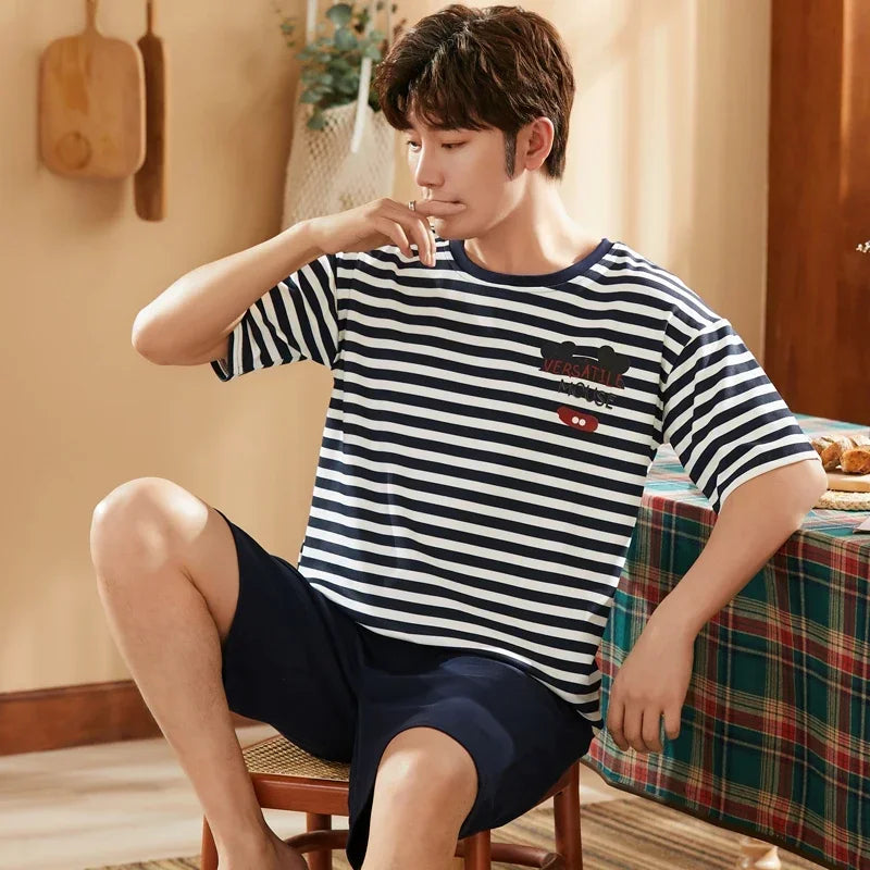 Men's Summer Knitted Cotton Pajama Set