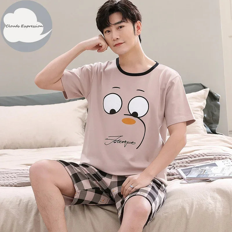 Men's Summer Knitted Cotton Pajama Set