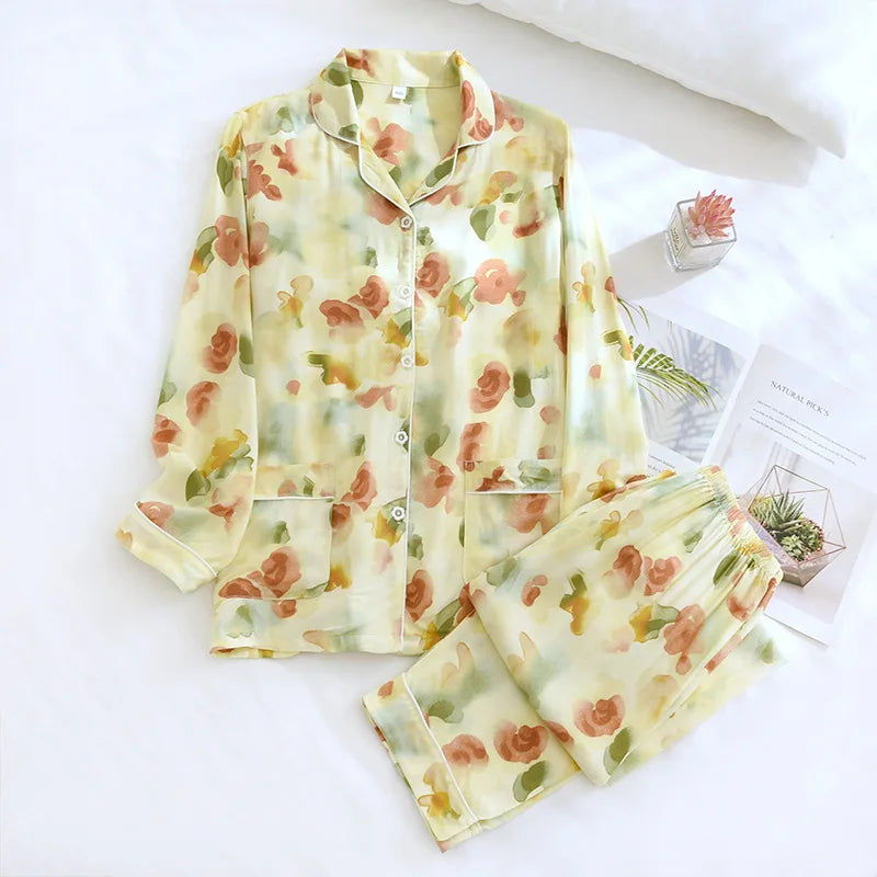 Women's Viscose Long-Sleeved Pajama Suit