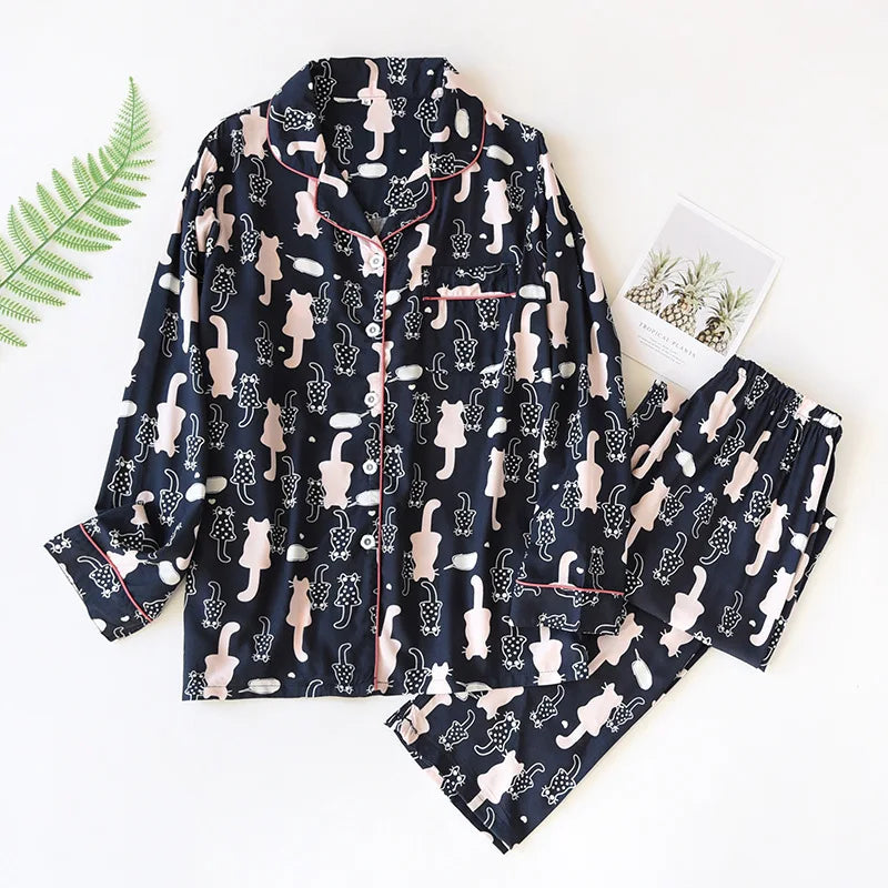 Women's Viscose Long-Sleeved Pajama Suit