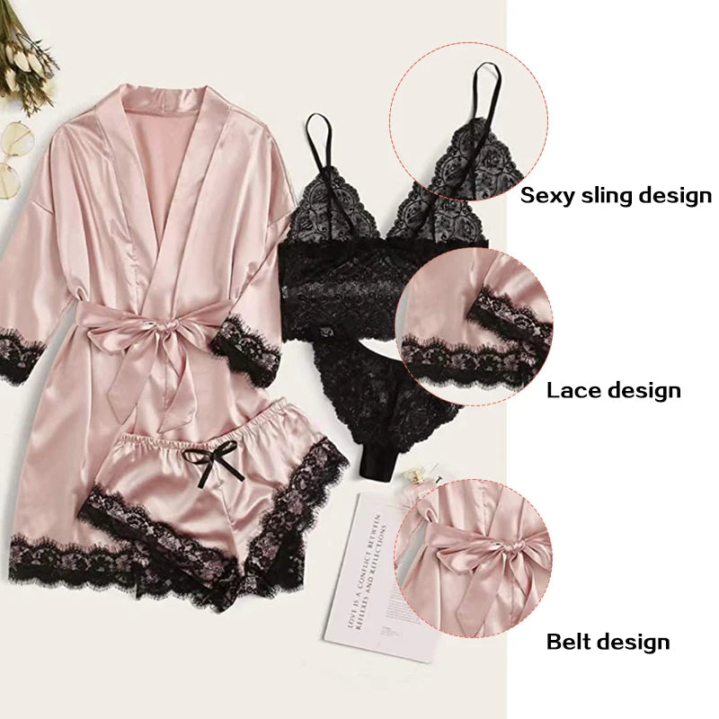 Elegant 4-Piece Women's Sleepwear Set