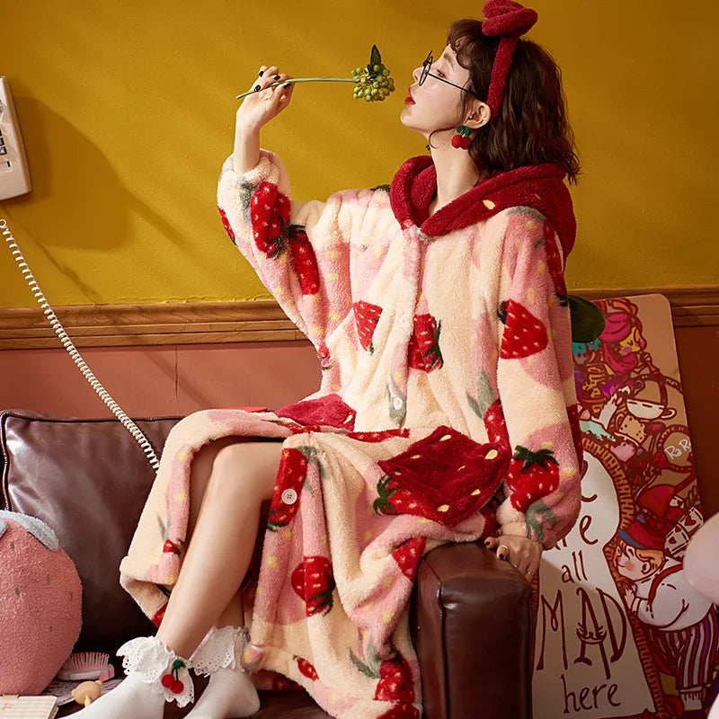 Cartoon Hooded Winter Pajamas