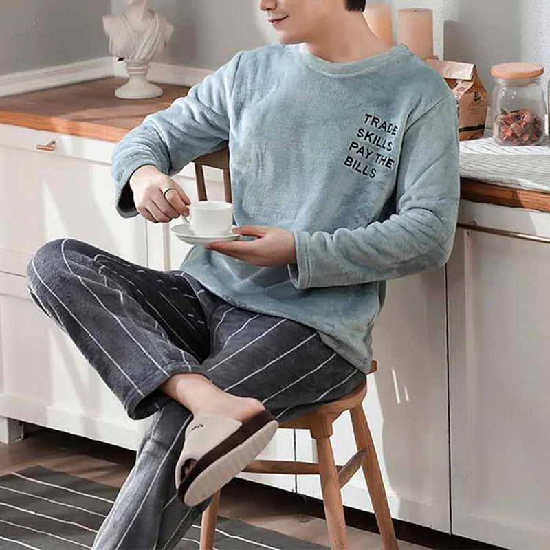 Men's Winter Flannel Pajama Set