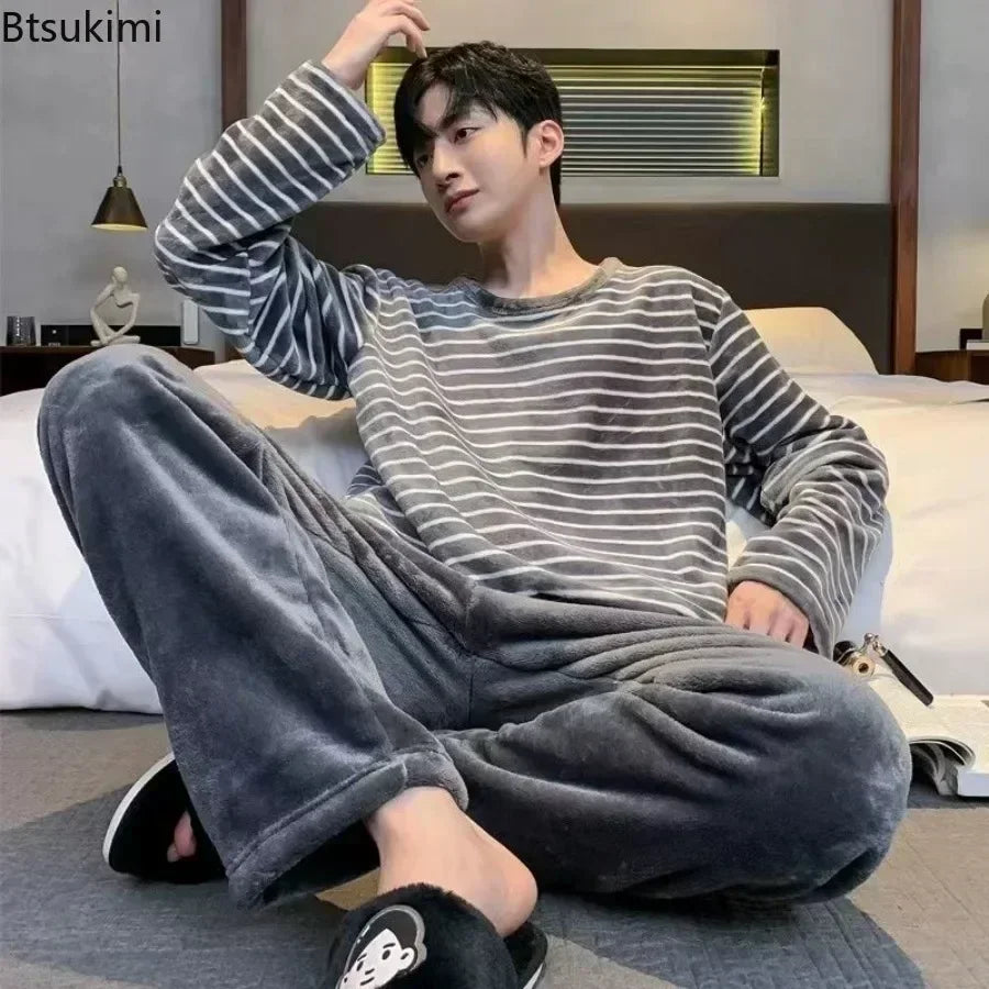 Men's Thick Flannel Pajama Set