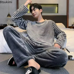 Men's Thick Flannel Pajama Set