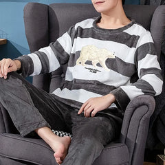 Men's Winter Flannel Cartoon Pajama Set