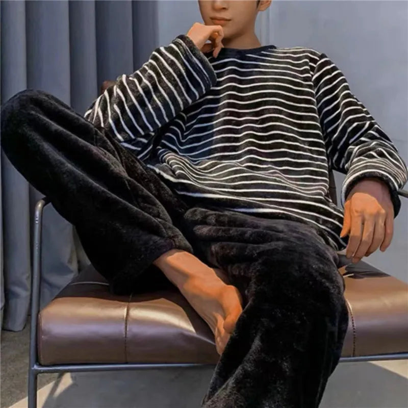 Men's Striped Flannel Pajama Set