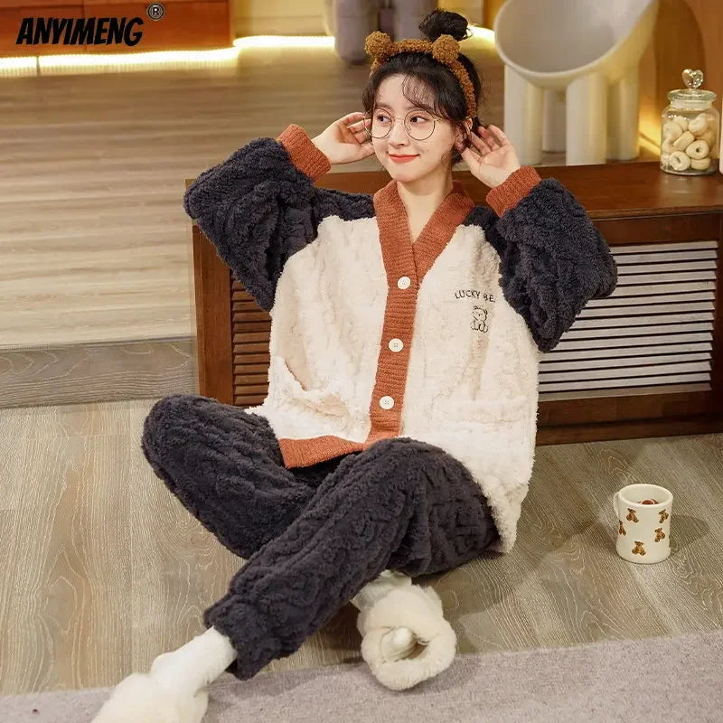 Teddy Thermal Velvet Pajama Set