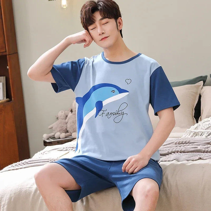 Men's Summer Knitted Cotton Pajama Set
