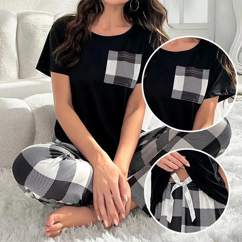Printed Checkered Pajama Set
