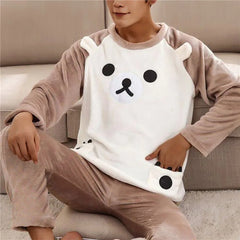 Men's Winter Flannel Cartoon Pajama Set