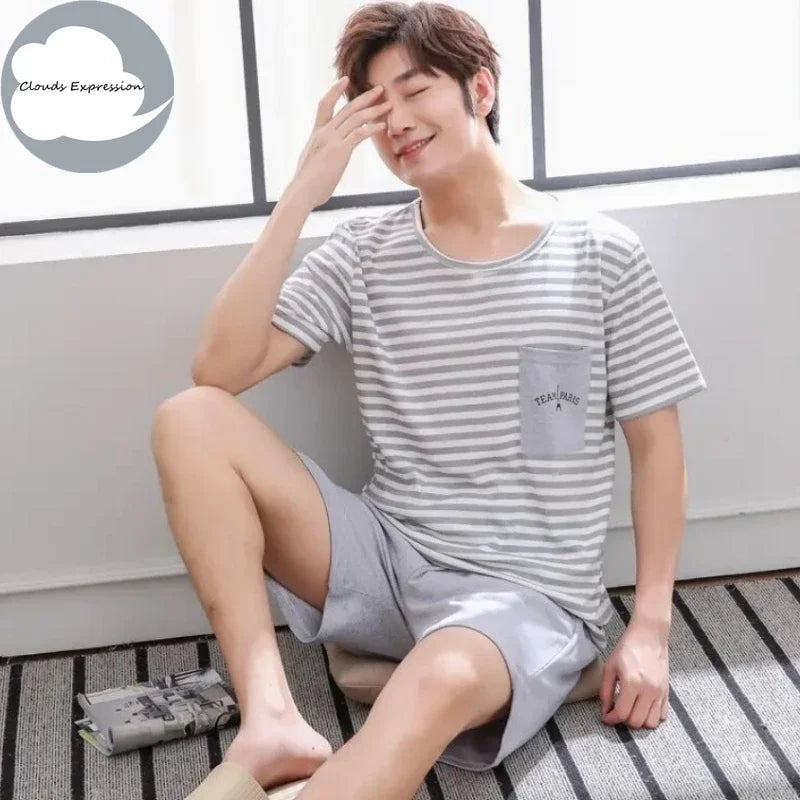 Men's Summer Knitted Cotton Pajama Set