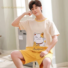 Men's Summer Knitted Cotton Pajama Set