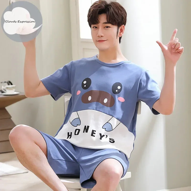 Men's Summer Knitted Cotton Pajama Set