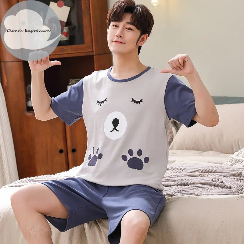 Men's Summer Knitted Cotton Pajama Set