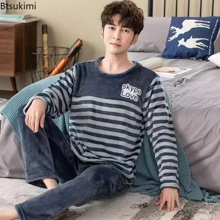 Men's Thick Flannel Pajama Set