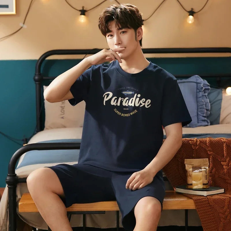 Men's Summer Knitted Cotton Pajama Set