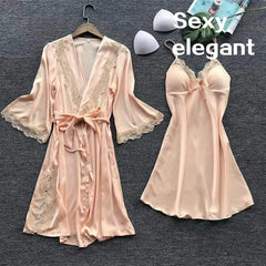 Women's Lace Robe and Pants Pajama Set
