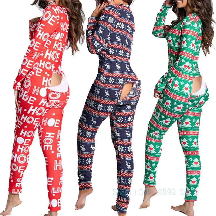 Christmas Open Butt Flap Onesie