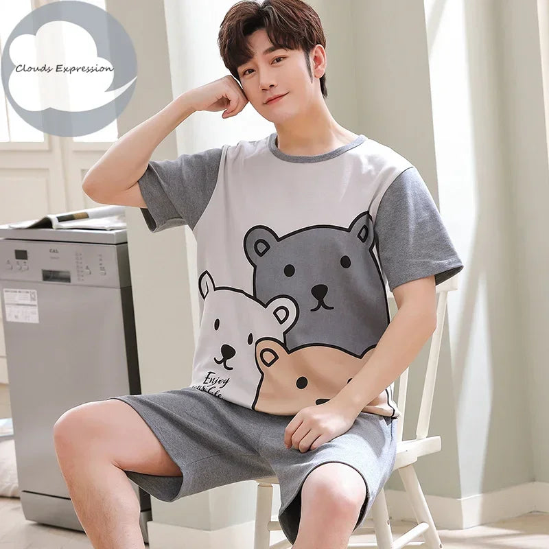 Men's Summer Knitted Cotton Pajama Set