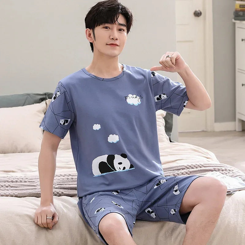 Men's Summer Knitted Cotton Pajama Set