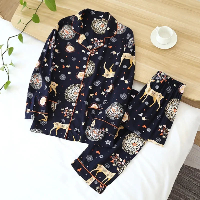 Women's Viscose Long-Sleeved Pajama Suit
