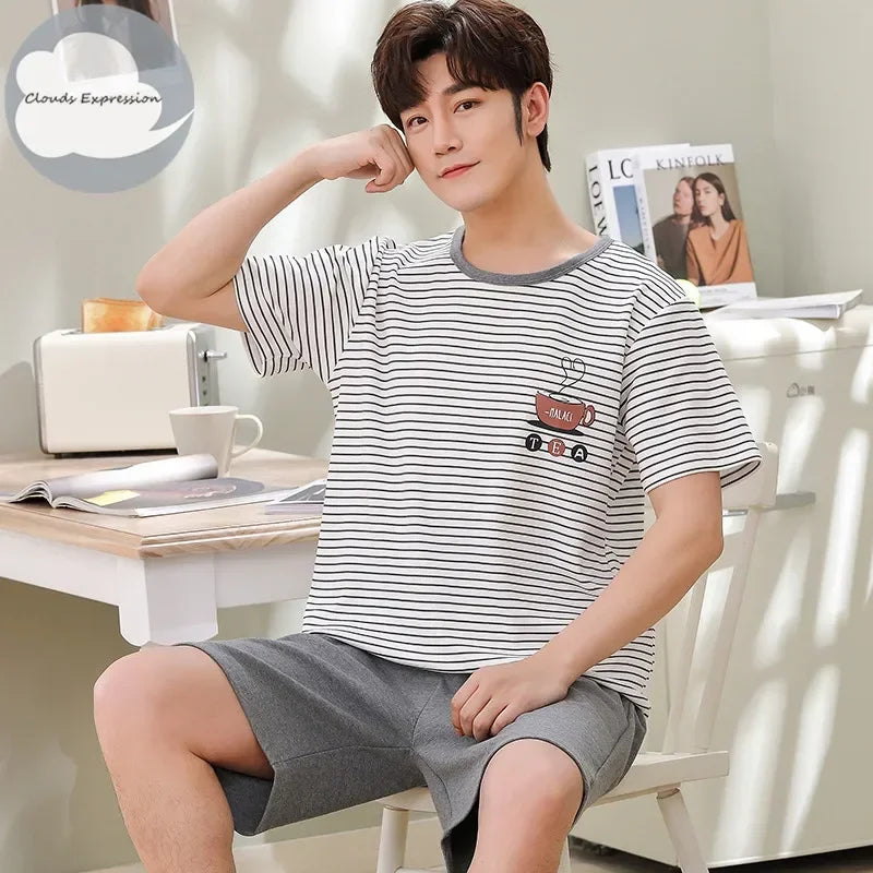 Men's Summer Knitted Cotton Pajama Set